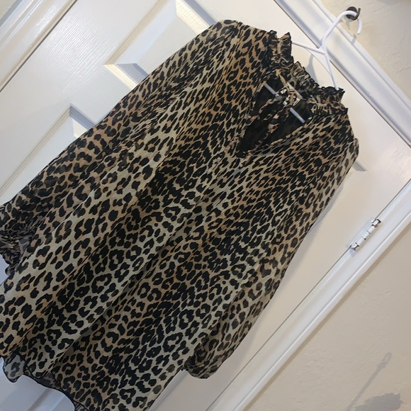 COPY - GANNI Animal Print Georgette Dress. Sz L - Picture 5 of 8